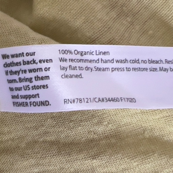 Eileen Fisher 100% organic linen yellow long sleeve tunic sz M boat neck hi low - Picture 6 of 6